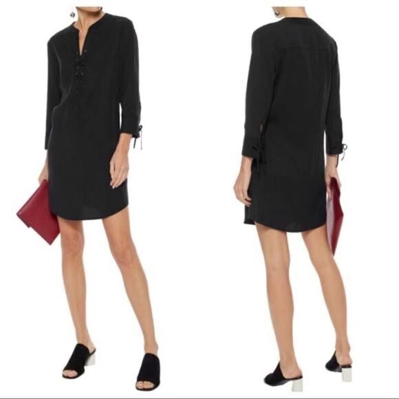EUC Theory Jullitah Lace Up Shift Dress Black Sz. 4 - Picture 4 of 7